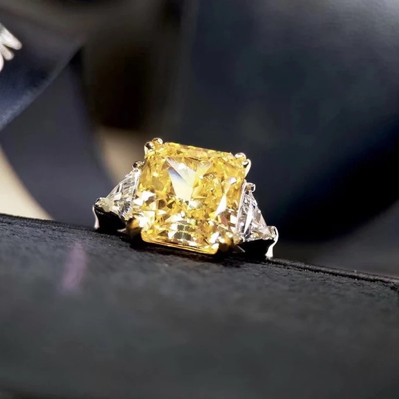 8ct Radiant Cut Canary Ring - Picture 7 of 15